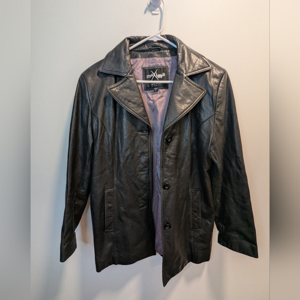 Maxima Women's Black Wilson's Leather Jacket Vintage Y2K Size Large